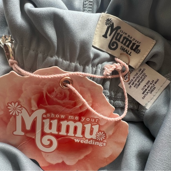 Show Me Your MuMu NWT Caitlyn Maxi Ruffle Dress Steel Blue Size Small Brand New - Picture 6 of 7